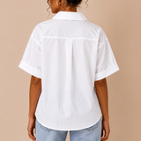 Witte Oversized Blouse met Statement Knopen