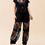 zwarte Kanten C0-Ord Set Transparente Top & Broek