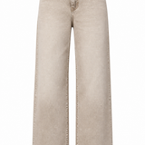 Beige High Waist, Wide Leg Jeans - Extra Lang
