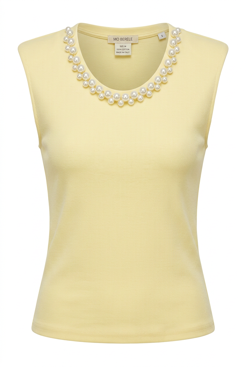 Parel Elegance T-Shirt in Off-White of Licht Geel