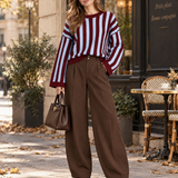 Bruine barrel broek met hoge taille en plooien – dames