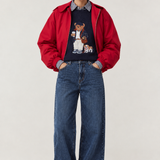 Rood Bomberjack met strikdetail