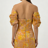 Oranje/gele korte feest jurk