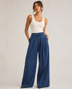 High waist wide leg denim broek