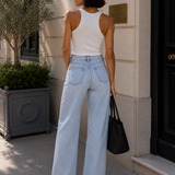 Licht Blauw Wide Leg, High Waist Jeans