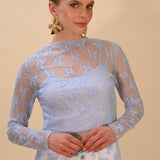 Transparante kante blauwe top