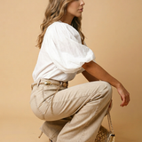 Beige High Waist, Wide Leg Jeans - Extra Lang