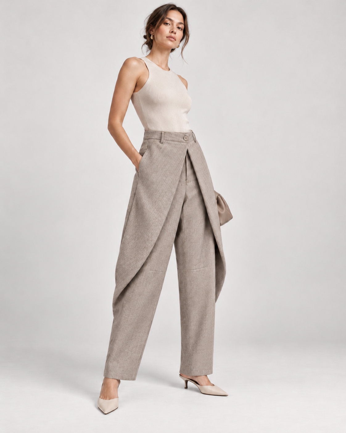 Taupe ballonbroek met overslag