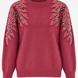 Bordeaux trui met pailletten en kraaltjes – dames