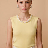Parel Elegance T-Shirt in Off-White of Licht Geel