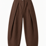 Bruine barrel broek dames – vooraanzicht
