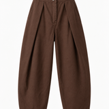Bruine barrel broek dames – vooraanzicht