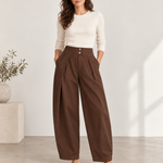 Bruine ballonbroek met plooien – detail