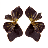 Statement Bloem Oorbellen- Bordeaux & Goud