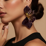 Statement Bloem Oorbellen- Bordeaux & Goud