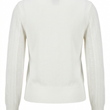 Trui met kanten kraag en afneembare broche-offwhite