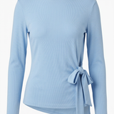 Babyblauwe Rib top met Strikdedetail