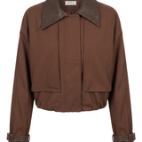 Cropped damesjack met lederlook details
