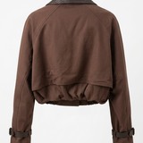 Cropped damesjack met lederlook details