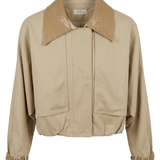 Cropped damesjack met lederlook details