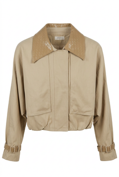Cropped damesjack met lederlook details