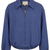 Blauwe Dames Bomber Jacket met Kraag & Rits