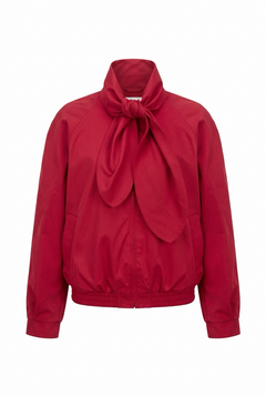 Rood Bomberjack met strikdetail
