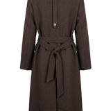 Lange Donkerbruine Trenchcoat met Ceintuur