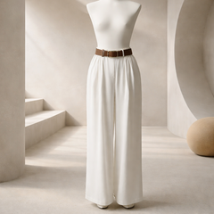 High Waist, Wide Leg Off-White Pantalon