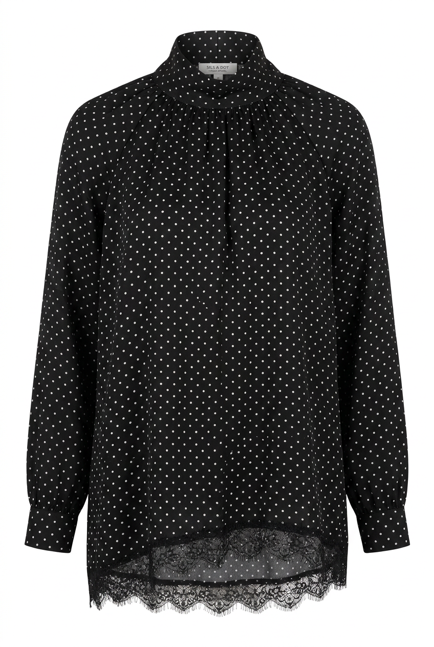 Polkadot Blouse met Strik & Kant