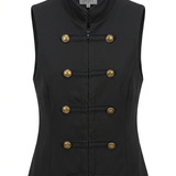 Zwarte Getailleerde Gilet top met gouden knopen