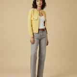 Cardigã de malha estruturada com relevo sutil