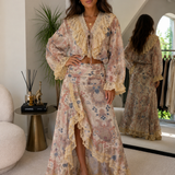 Bohemian Romance Set - Lange Rok en Top in Bloemen Motief
